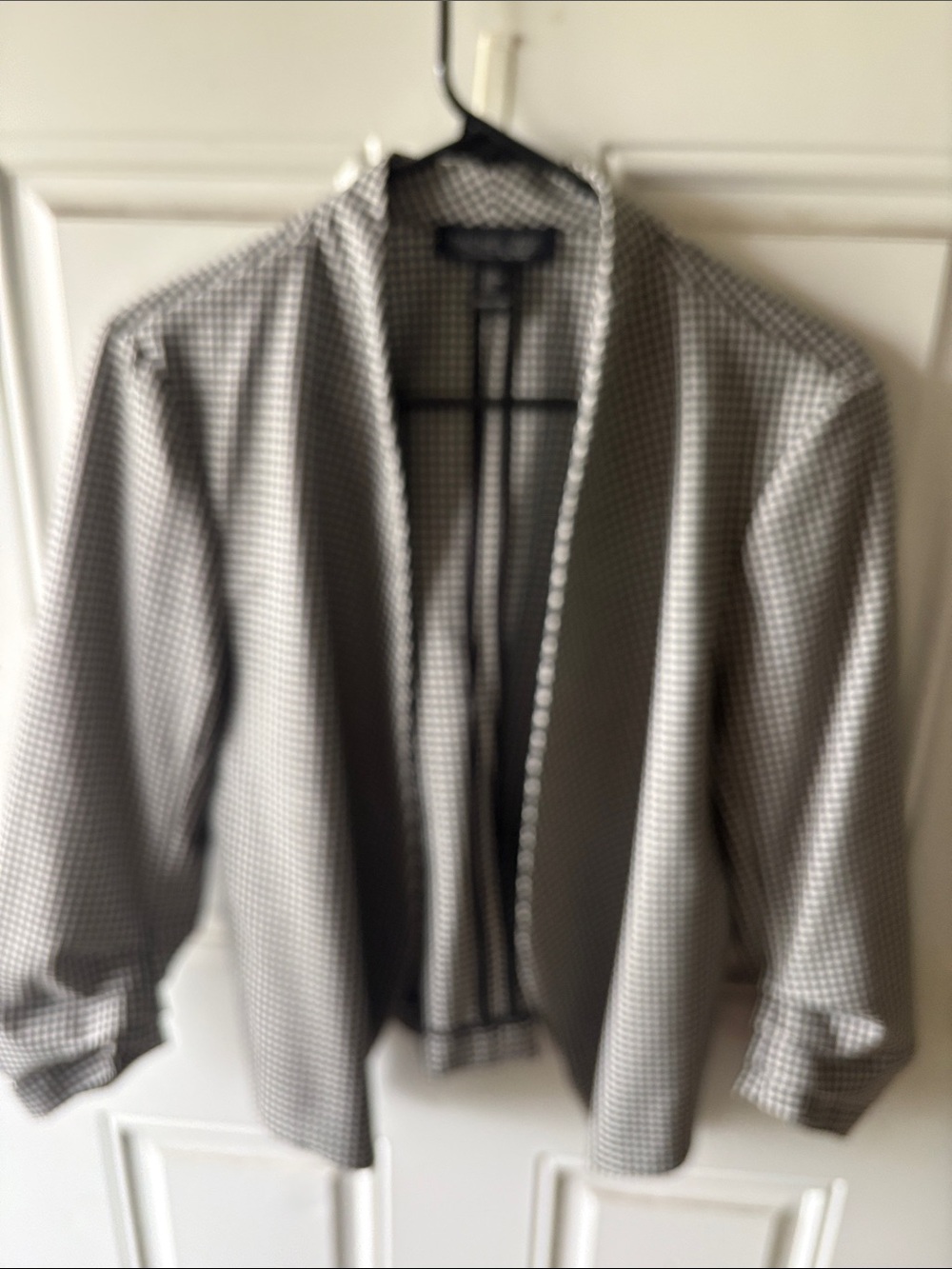 Rachel Zoe Black and White Houndstooth Open-Front Blazer